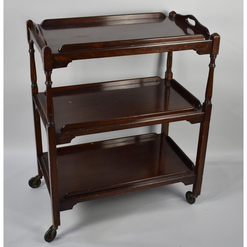 68 - A Mid 20th century Three Tier Mahogany Trolley with Galleried Shelves, 72cms Long and 84cms High