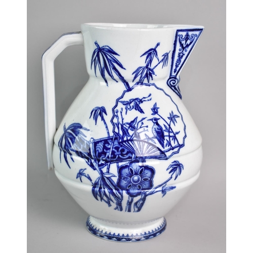 69 - A Late Victorian/Edwardian Blue and White Toilet Jug, Madras Pattern, 30cms High