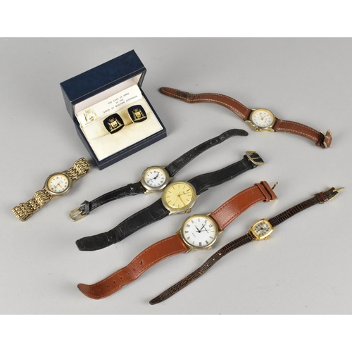 74 - A Collection of Late 20th Century Ladies Wristwatches and a Pair of Gents Cufflinks having the Coat ... 