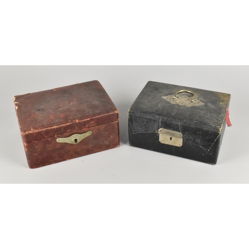 76 - An Edwardian Ladies Workbox with Fitted Interior, Pull Down Front Manicure Holder together with a Le... 