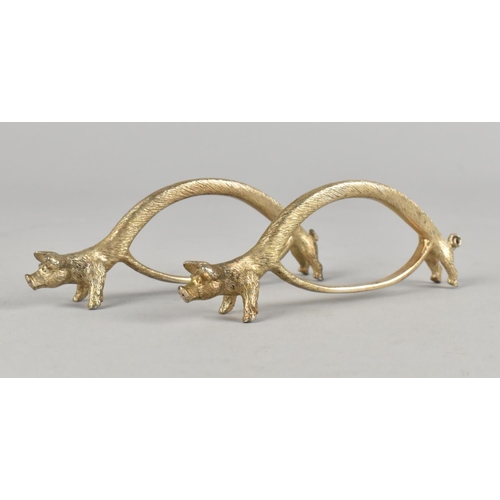 8 - A Pair of Novelty Silver Plated Carving Knife Rests in the form of Elongated Pigs, 11cms Long