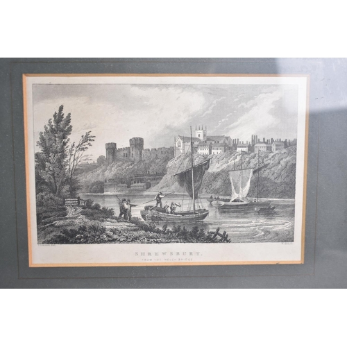 82 - A Collection of Four Framed Engravings, All Relating to Shrewsbury