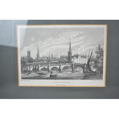 82 - A Collection of Four Framed Engravings, All Relating to Shrewsbury