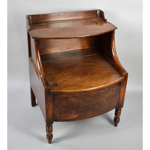 83 - A George III Mahogany Bow Fronted Commode Stool with Hinged Top, 57cms Wide and 77cms High