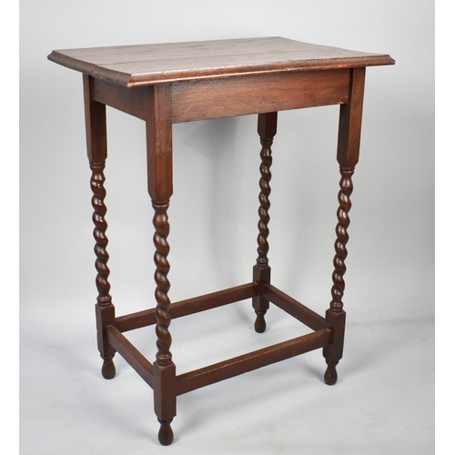 93 - An Edwardian Oak Barley Twist Occasional Table with Rectangular Top, 58cms Wide