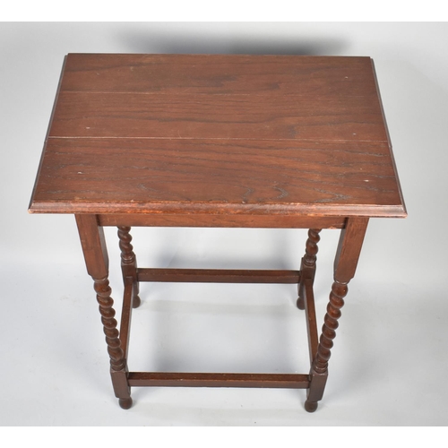 93 - An Edwardian Oak Barley Twist Occasional Table with Rectangular Top, 58cms Wide