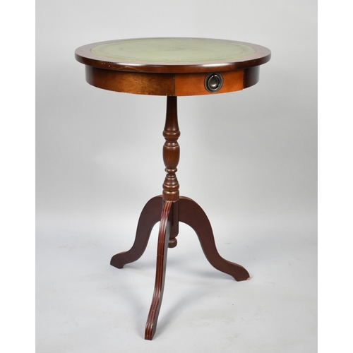 95 - A Reproduction Tripod Wine Table with Tooled Leather Effect Top, 44cms Diameter