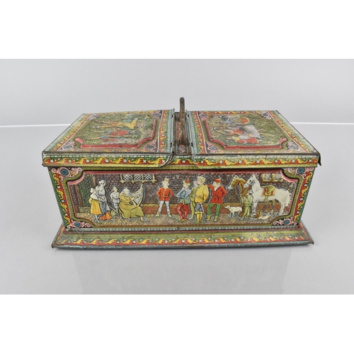 51 - An Early 20th Century Huntley and Palmers Two Division Biscuit Tin Decorated with Jousting Knights a... 