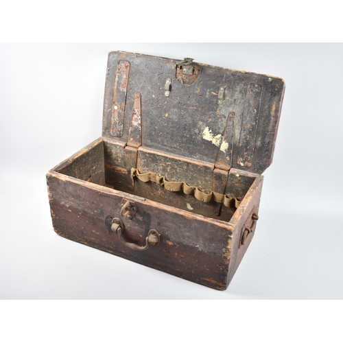 100 - A Vintage Wooden Ammunition or Tool Box with Three Carrying Handles, 51cms Wide