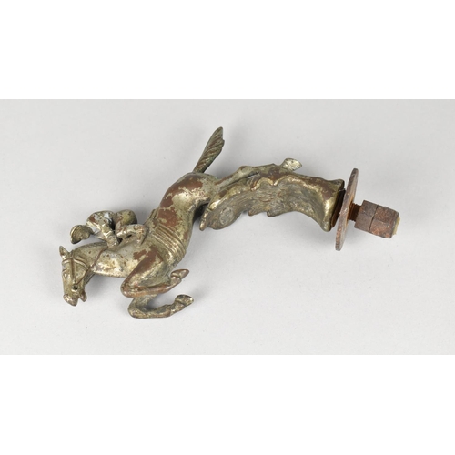 12 - An Early 20th Century Desmo Car Mascot Modelled as a Horse and Jockey Taking Fence, Some Chrome Rubb... 