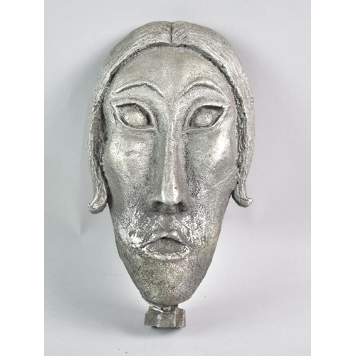 126 - A Cast Metal Mask, Requires Stand, 19cms High