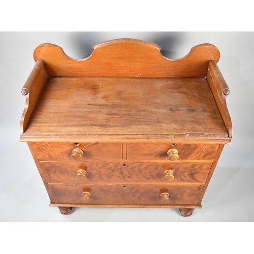 174 - A Victorian Scumble Glazed Pine Galleried Washstand with Two Short and Two Long Drawers, 95cms Wide