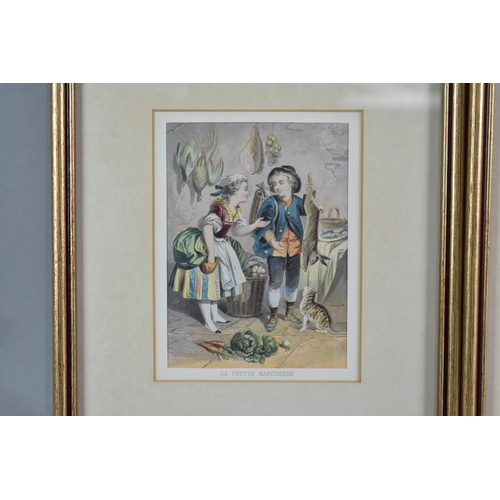 188 - A Set of Four Gilt Framed French Nursery Prints, 13x10cms