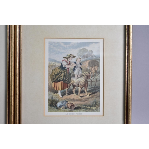 188 - A Set of Four Gilt Framed French Nursery Prints, 13x10cms