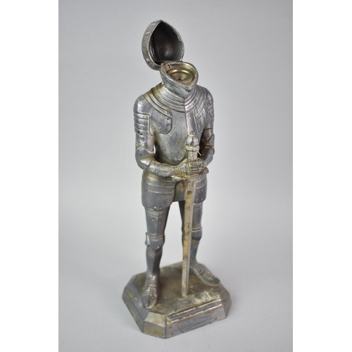 24 - A Novelty Table Lighter in the Form of a Standing Medieval Knight with Hinged Helmet, Stamped 9142/7... 