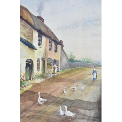 274 - A Framed Watercolour, Cottage Lane Scene with Farmers Wife and Ducks, Signed G Fenton, Subject 18x24... 