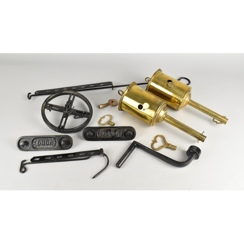 306 - Two Brass Meat Jacks with Accessories