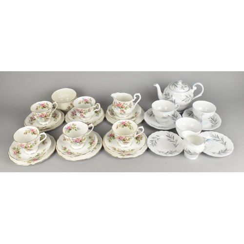 318 - A Royal Albert Moss Rose Tea Set to Comprise Five Cups, Six Saucers, Six Side Plates, Milk Jug and S... 