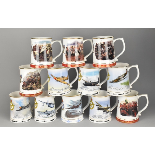 319 - A Set of Four 'The Great Battles of the British Army' Ceramic Tankards Together with a Set of Seven ... 