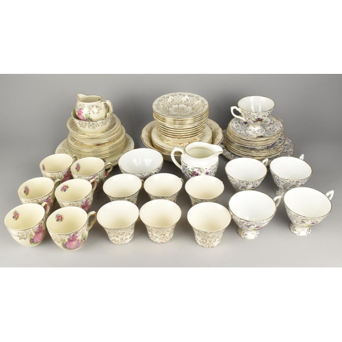 320 - Three Mid/Late 20th Century Tea Sets to Include Crinoline Lady, Gilt Floral and Silvered Decorated w... 