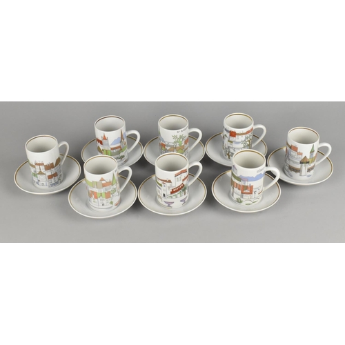 322 - A Set of Eight Suisse Langenthal 'Cities' Coffee Cans and Saucers