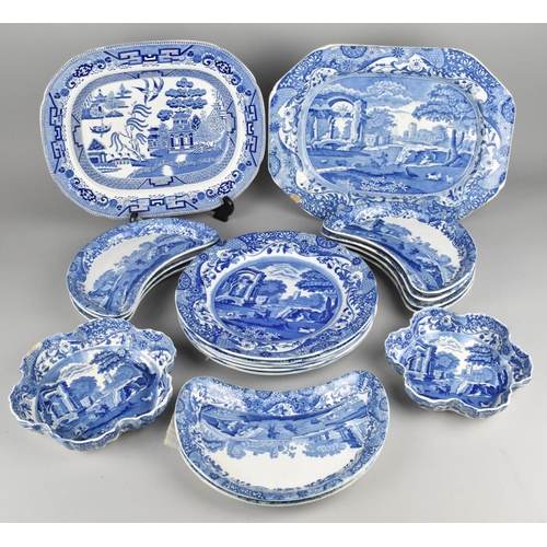 324 - A Collection of Copeland Spode Italian Pattern to Comprise Platter, Five Plates, Nine Kidney Shaped ... 