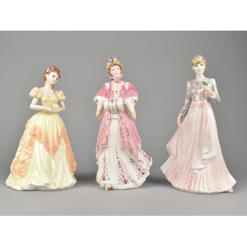 337 - Three Coalport Figures, Our English Rose, Ladies of Fashion Karen and Limited Edition Lady Harriet N... 