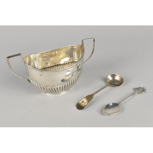 346 - A Silver Twin Handled Sugar Bowl, 7.5cm high and 13.5cm Wide Together with a Victorian Condiment Spo... 