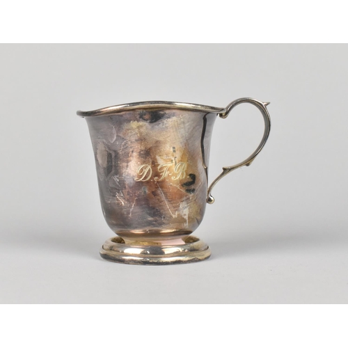 349 - A Silver Christening Mug by A L Davenport Ltd, Monogrammed D.F.B (Various dents all over Body), 8cm ... 