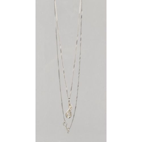 359 - A 9ct White Gold and Diamond Pendant on 9ct White White Gold Chain, 2.1gms