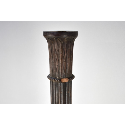 421 - An Edwardian Tripod Torchere Stand with Tapering Reeded Support, Missing Top Tray