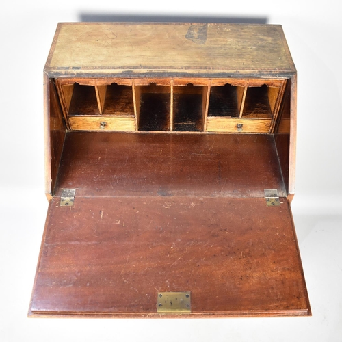 432 - An Edwardian Fall Front Bureau with Shell Inlaid Sloping Lid to Fitted Interior, Three Long Drawers ... 