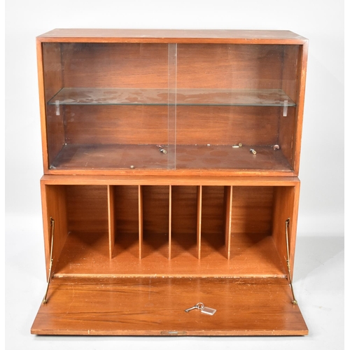 440 - A Mid 20th Century Wall Shelf Unit with Glazed Shelved Cabinet, Record Cabinet and Shelf After Rober... 