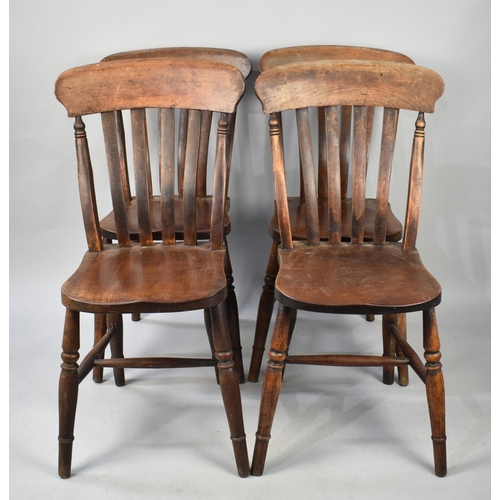 441 - A Set of Four Late 19th Century Kitchen Dining Chairs