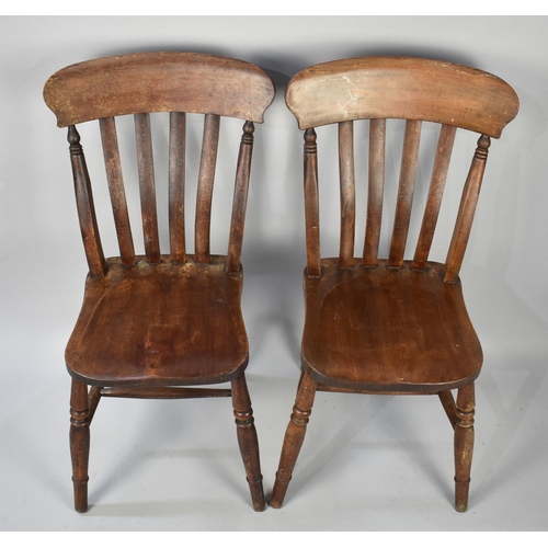 441 - A Set of Four Late 19th Century Kitchen Dining Chairs