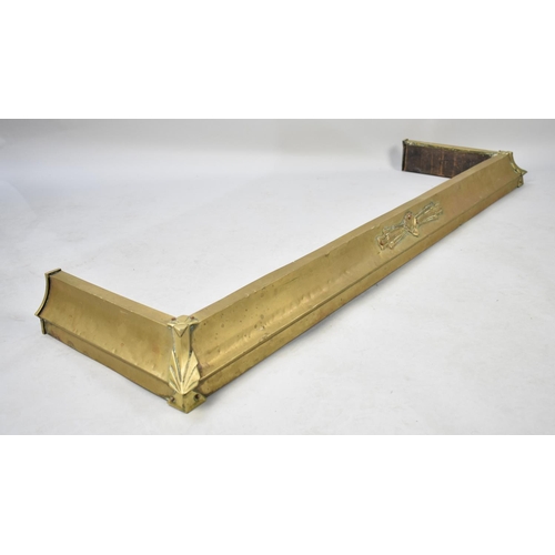 450 - An Edwardian Brass Fire Kerb, 133cms Wide