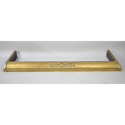 450 - An Edwardian Brass Fire Kerb, 133cms Wide