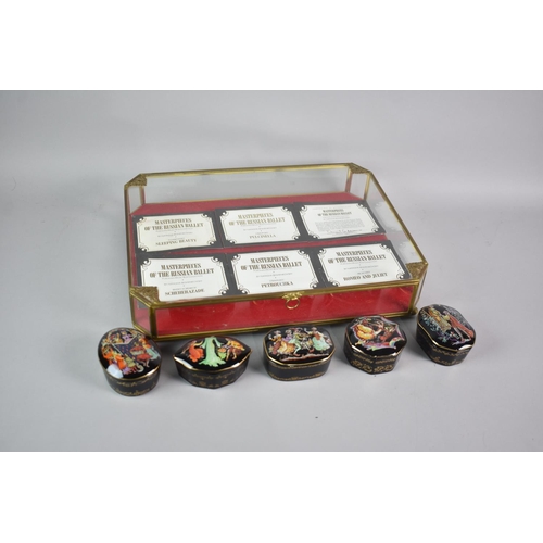 84 - A Gilt Framed Bijouterie Table Top Case Containing Five Franklin Mint Musical Boxes,'Masterpieces of... 