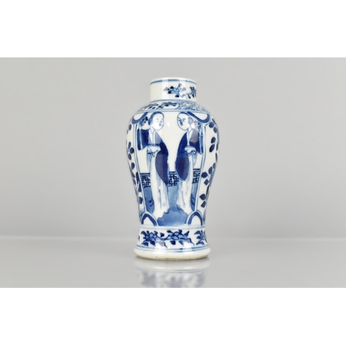 181 - A Chinese Qing Dynasty Porcelain Blue and White Baluster Vase Decorated with Alternating Panels Deta... 