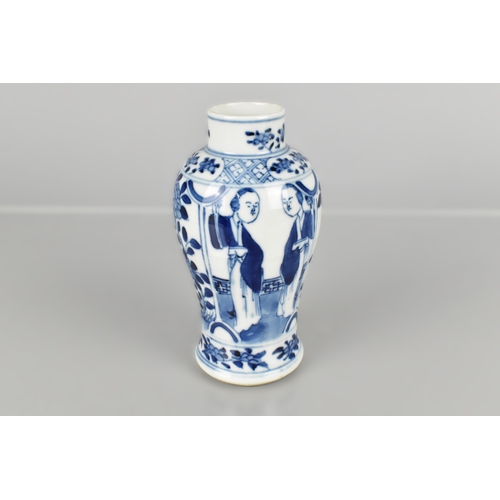 181 - A Chinese Qing Dynasty Porcelain Blue and White Baluster Vase Decorated with Alternating Panels Deta... 