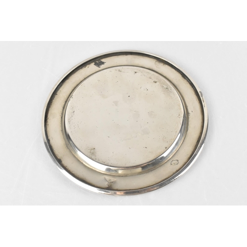 109 - A WWII Period German Metal Dish with Central Swastika Emblem with Eagle Third Reich Mark, 11cm Wide