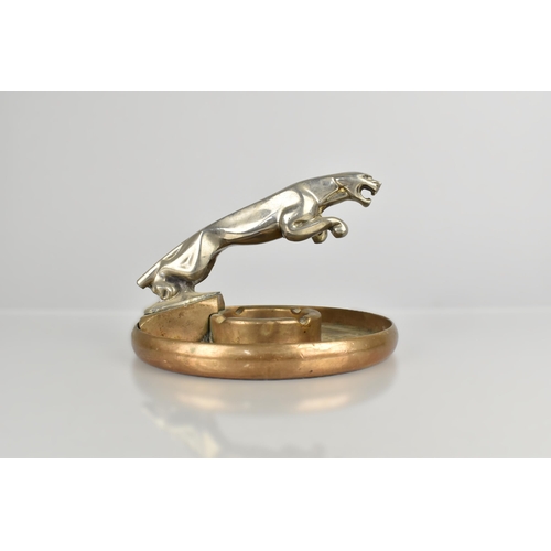 93 - A Jaguar Car Mascot Mounted on Bronze Circular Ashtray, 17.5cm Diameter (Loss to Tail)