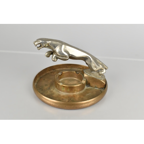 93 - A Jaguar Car Mascot Mounted on Bronze Circular Ashtray, 17.5cm Diameter (Loss to Tail)