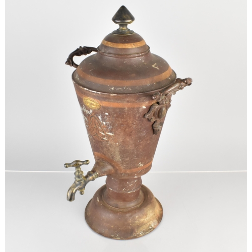 98 - A Victorian Toleware Samovar with Makers Label 'Cower Street, Tupholme, Sheffield', 48cm high