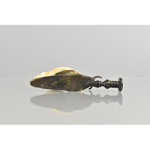 85 - A Novelty Bronze Seal in the Form of a Snail with Shell, 11cm Long (Some Loss to Shell)