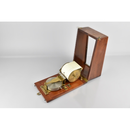 76 - A Late 19th Century Mahogany Cased Wall Mounted Barograph, Antoine Redier Patent, the Glazed Angled ... 