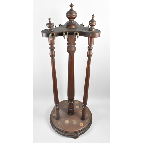 75 - A 19th Century Revolving Snooker or Billiards Cue Stand with Turned Supports and Vase Finials, Some ... 