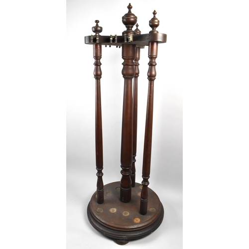 75 - A 19th Century Revolving Snooker or Billiards Cue Stand with Turned Supports and Vase Finials, Some ... 