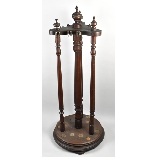 75 - A 19th Century Revolving Snooker or Billiards Cue Stand with Turned Supports and Vase Finials, Some ... 