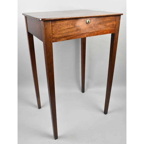 28 - A 19th Century Mahogany Side Table with Square Top to Single Drawer Raised on Square Tapering Legs, ... 